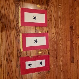 Military Service Blue Star Banners Flags Lot Of 3